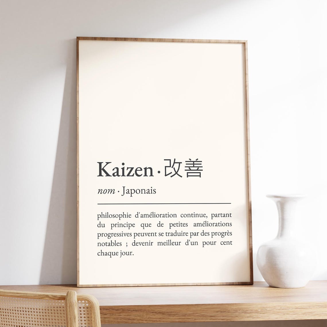 Kaizen Japanese Definition French Philosophy Continuous Growth Poster