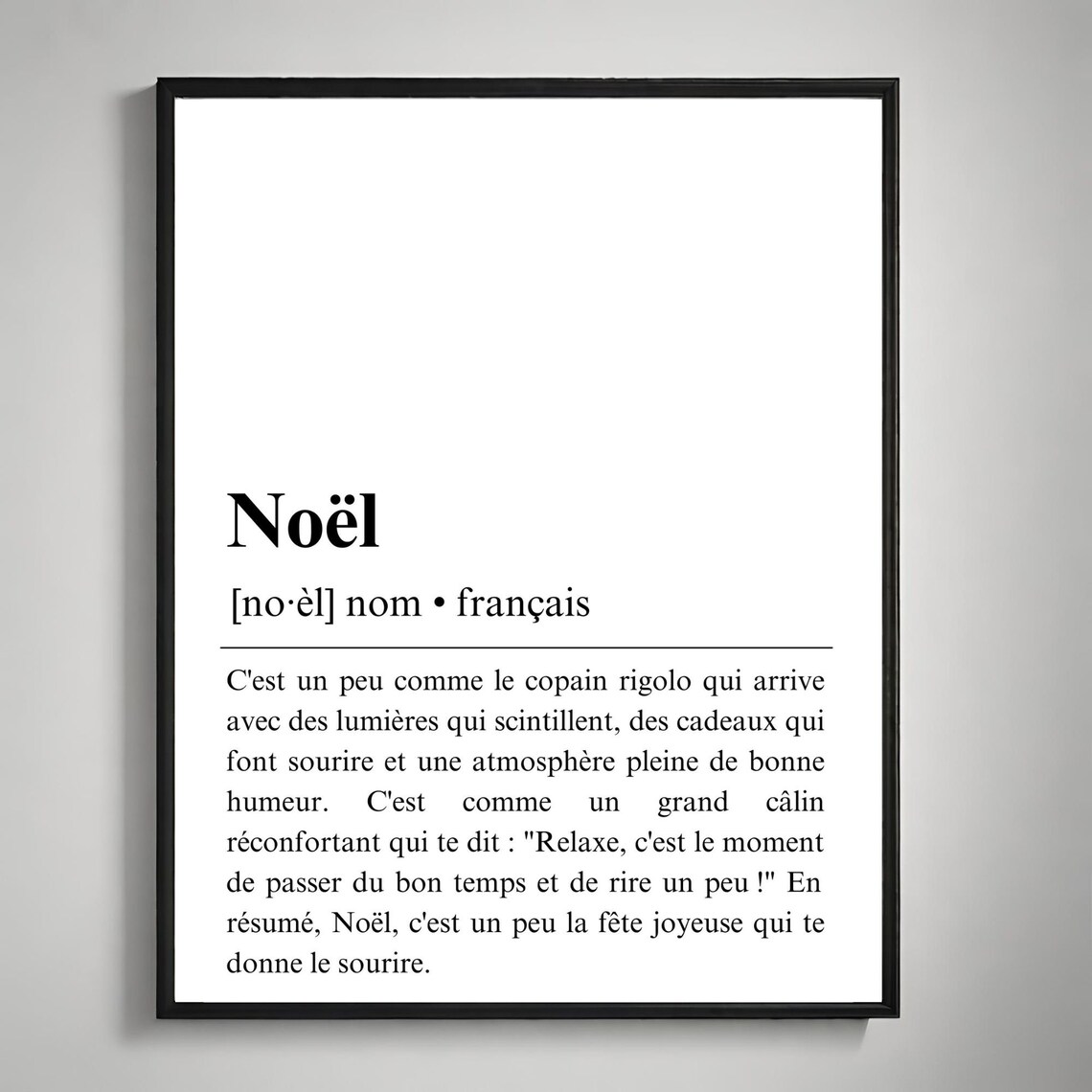 Noël French Christmas Dictionary Definition Typography Poster