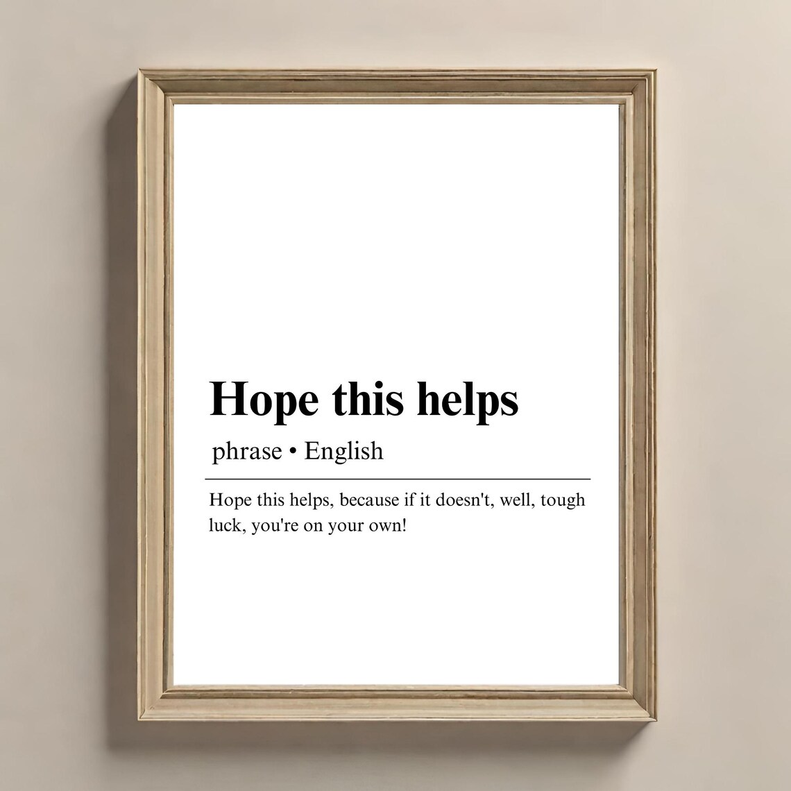 Hope This Helps Definition Poster, Office Gift