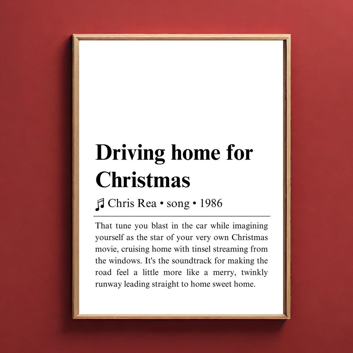 Driving Home For Christmas Definition Poster