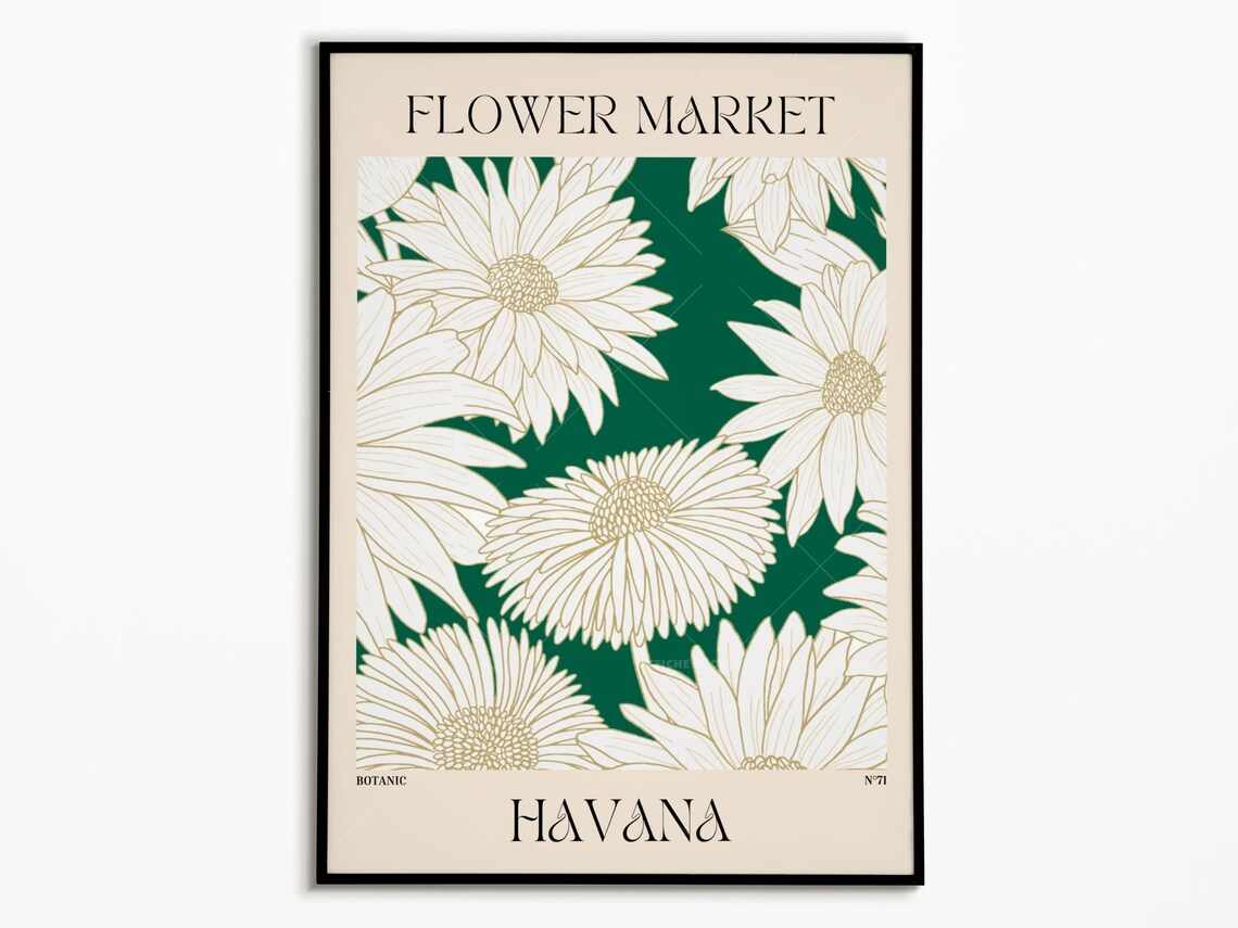 Flower Market Poster, Botanical Wall Decoration