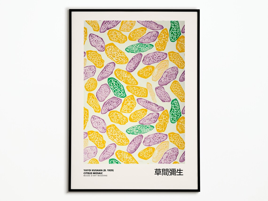 Yayoi Kusama Citrus Mosaic Abstract Fruit Art Exhibition Poster