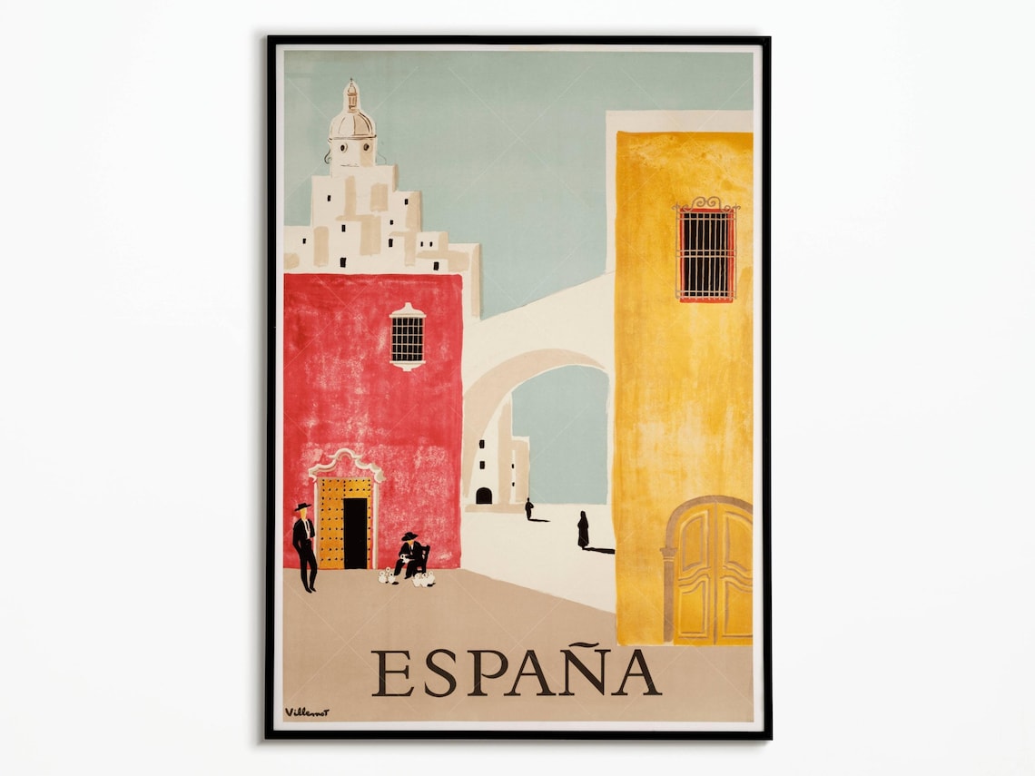Vintage Spain Travel Poster, Interior Decor Art Print