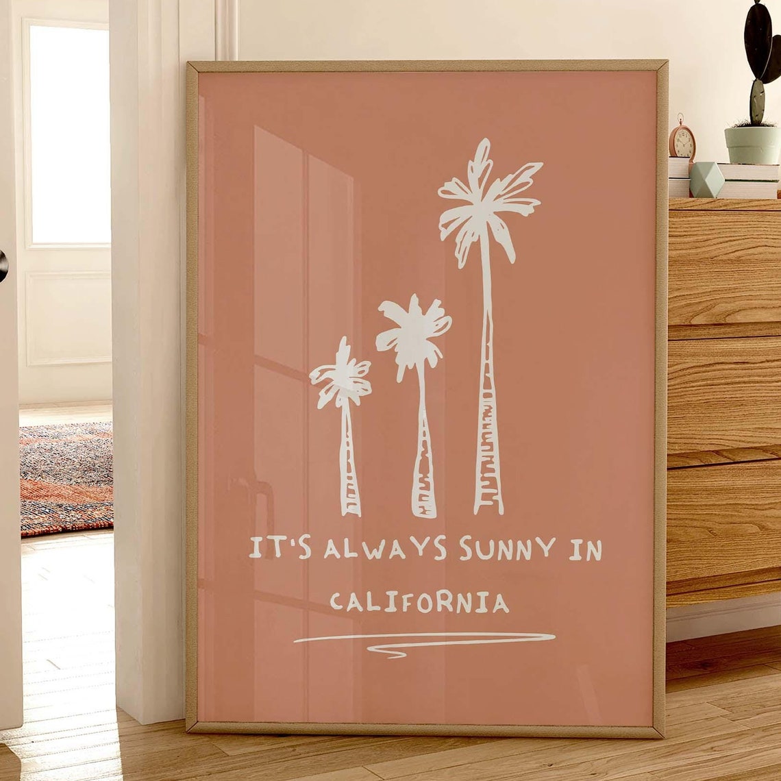 Always Sunny In California Palm Trees Terracotta Travel Poster