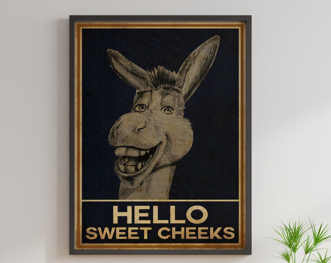 Donkey Hello Sweet Cheeks Poster Funny Comedy Animal Art Print Gift Idea Wall Art Decor Vintage Quote Design Comical Funny Gift - Image 2