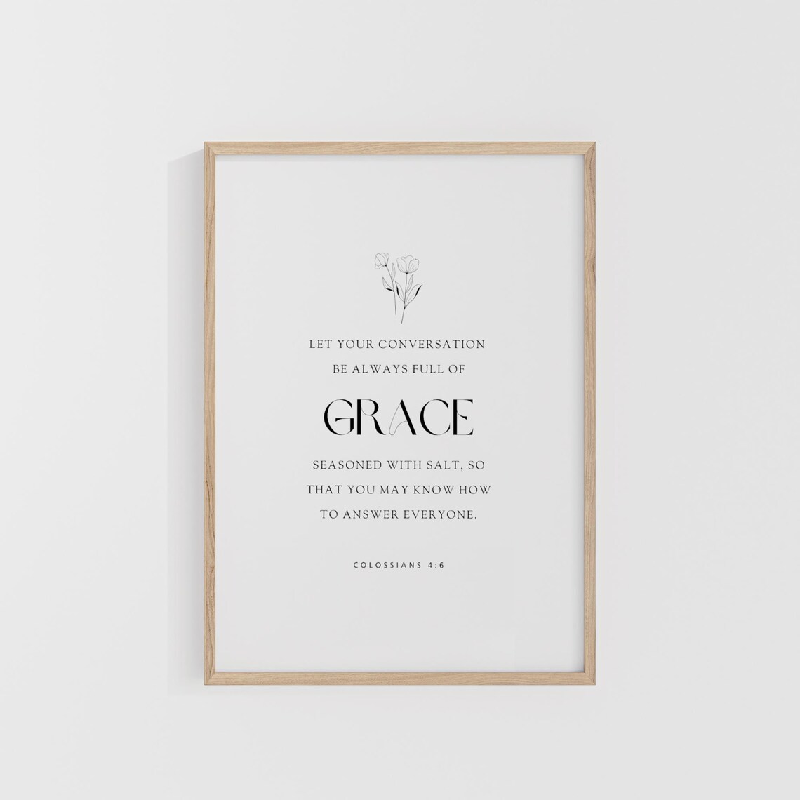 Colossians 46 Grace Floral Scripture Poster Let Your Conversation Quote Art