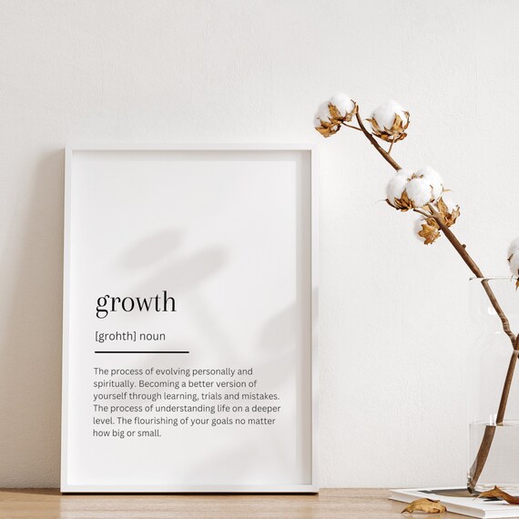 Growth Definition Dictionary Style Minimalist Personal Growth Print