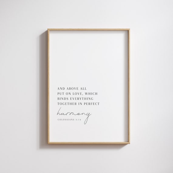 Colossians 314 Print Love Bible Verse Modern Art Christian Home Decor Gift