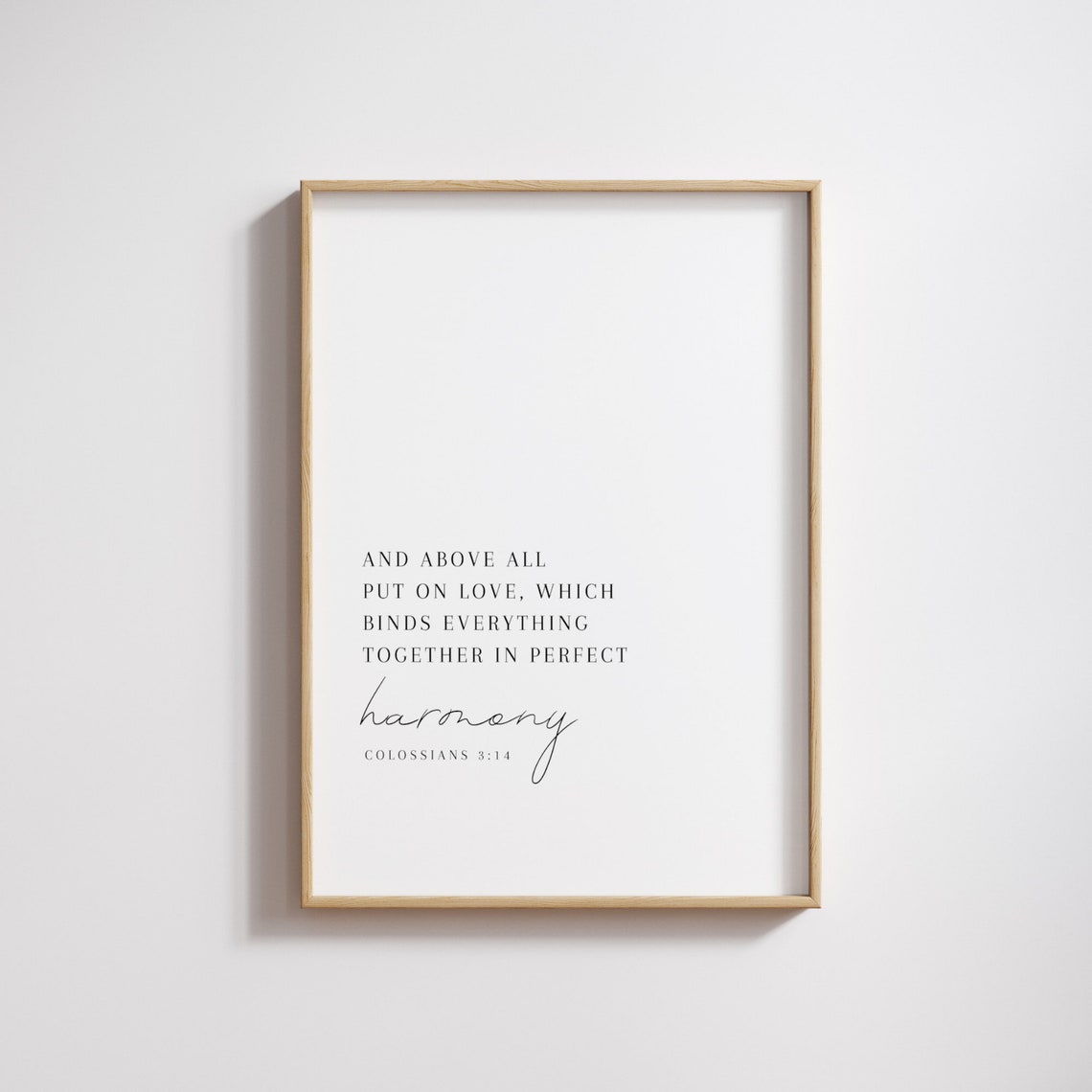Put On Love Colossians 3:14 Minimalist Wedding Scripture Poster