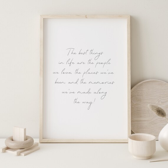 The Best Things in Life Elegant Script Inspirational Quote Wall Art