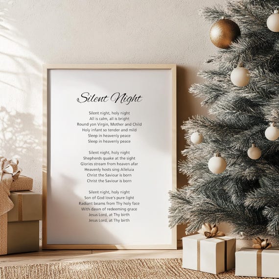 Silent Night Holy Night Christmas Lyrics Classic Song Word Art Poster
