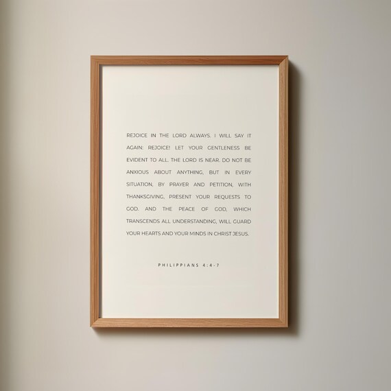 Philippians 4:4-7 Rejoice in the Lord Always Scripture Wall Poster