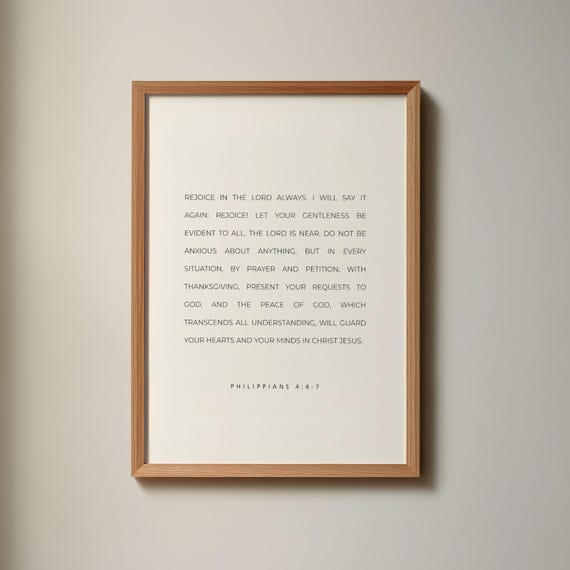 Philippians 447 Rejoice In The Lord Always Bible Verse Minimal Christian Scripture Wall Art Home Decor