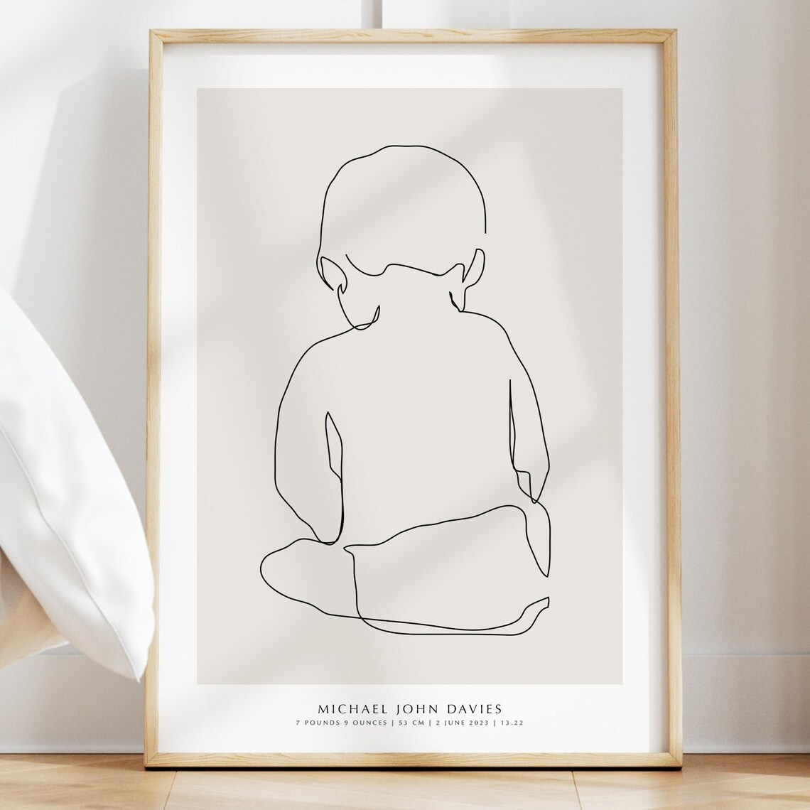 Personalised New Baby Birth Details Sweet Keepsake Line Art Print