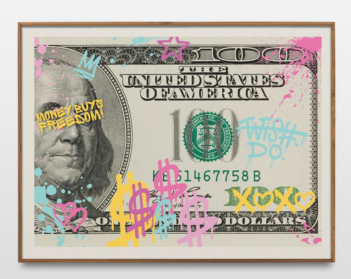 100 Dollars Benjamin Franklin Pop Art Poster Print