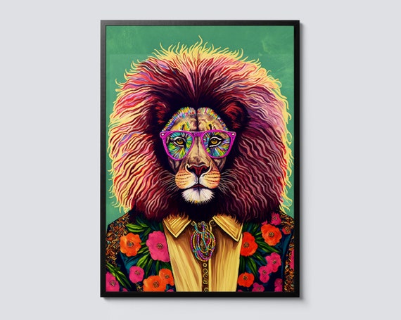 Lion Cartoon Pop Art Portrait Art Print