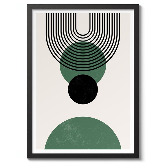 Green Arches Geometric Modern Boho Abstract Circle Shapes Poster