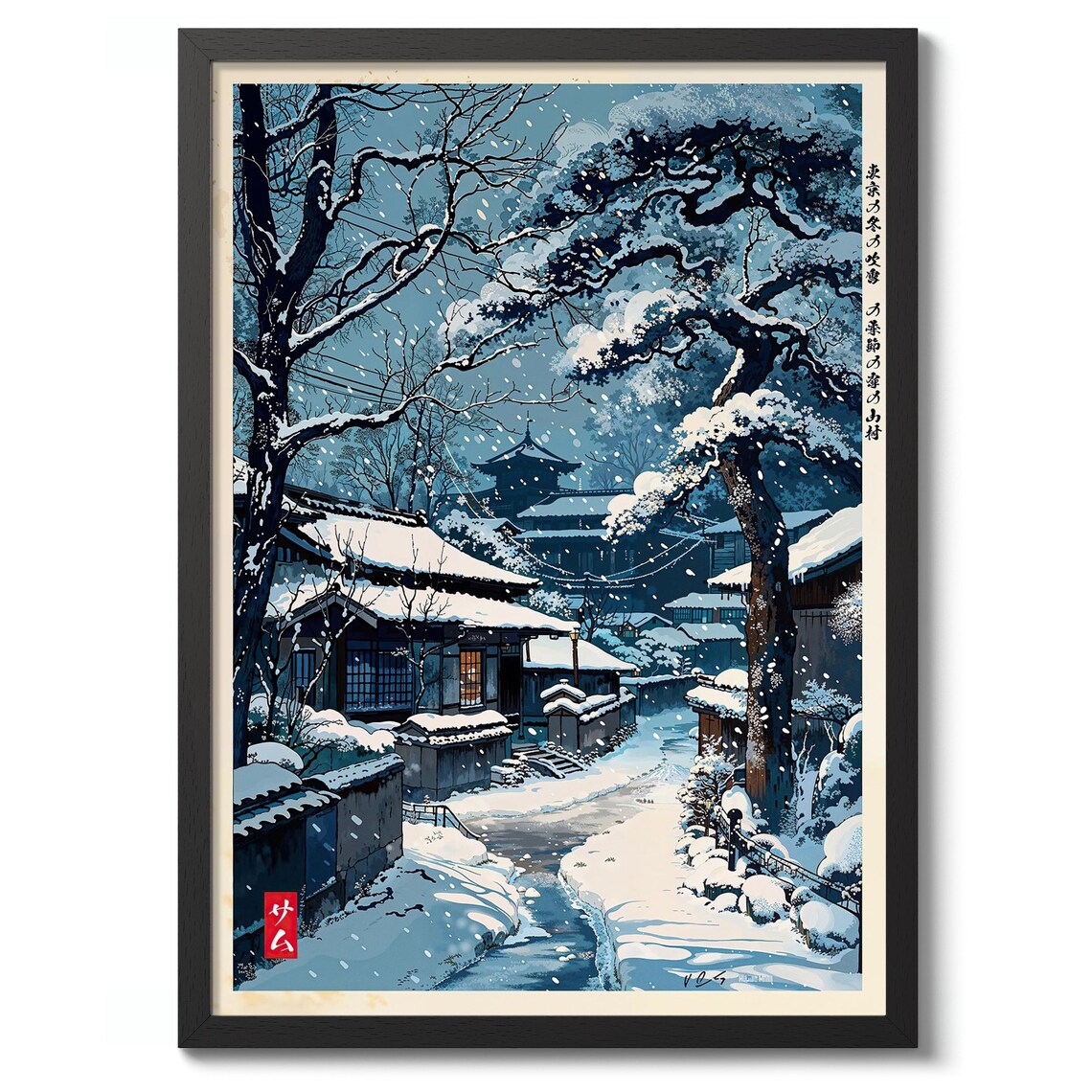 Snowy Village In Osaka Japanese Anime Travel Poster