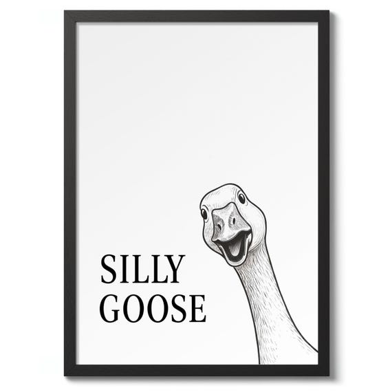 Silly Goose Print Bathroom Jokes Poster Funny Wall Art Decor