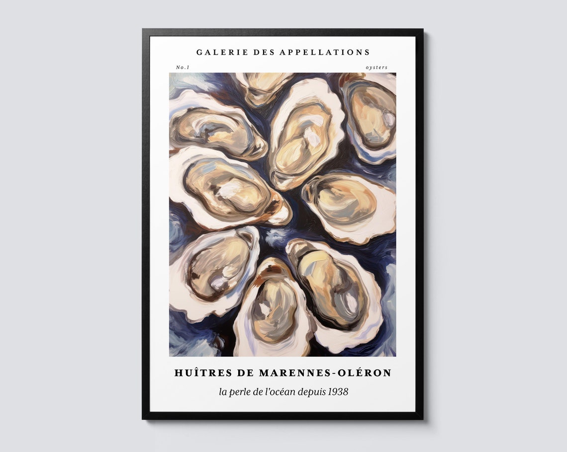 Huitres de Marennes-Oléron Oyster Still Life French Food Print