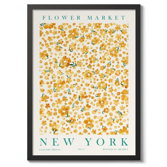 New York Flower Market Yellow Watercolor Botanical Gallery Poster