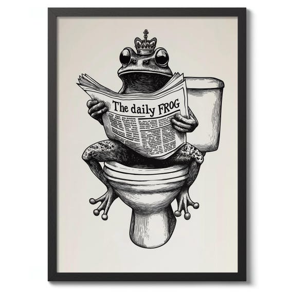 Daily Frog Print Typography Bathroom Poster Funny Wall Art Decor
