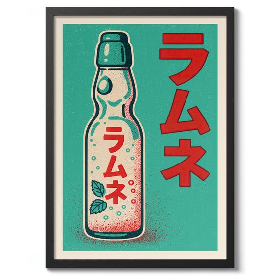Ramune Soda Print Poster Japanese Vintage Wall Art Decor Gift