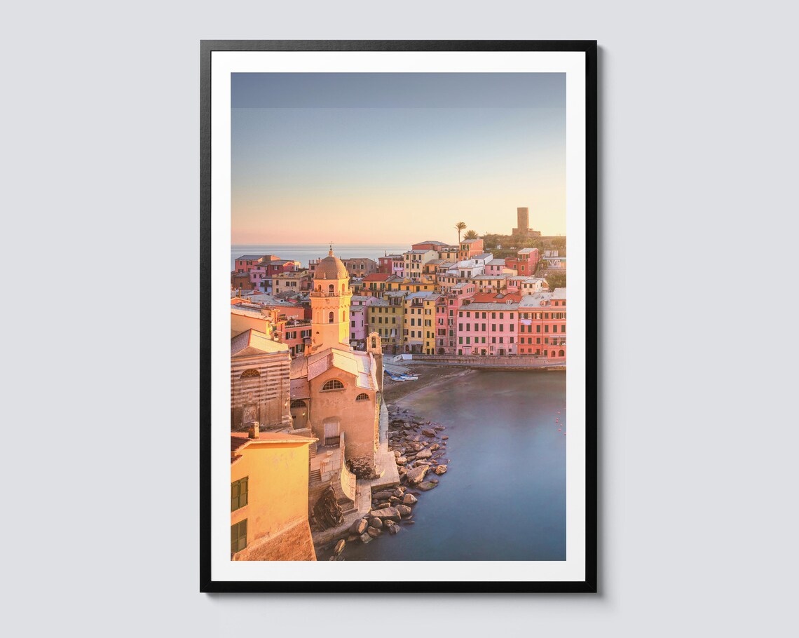 Vernazza Italy Colorful Coastal Town Sunset Photo Decor Wall Art