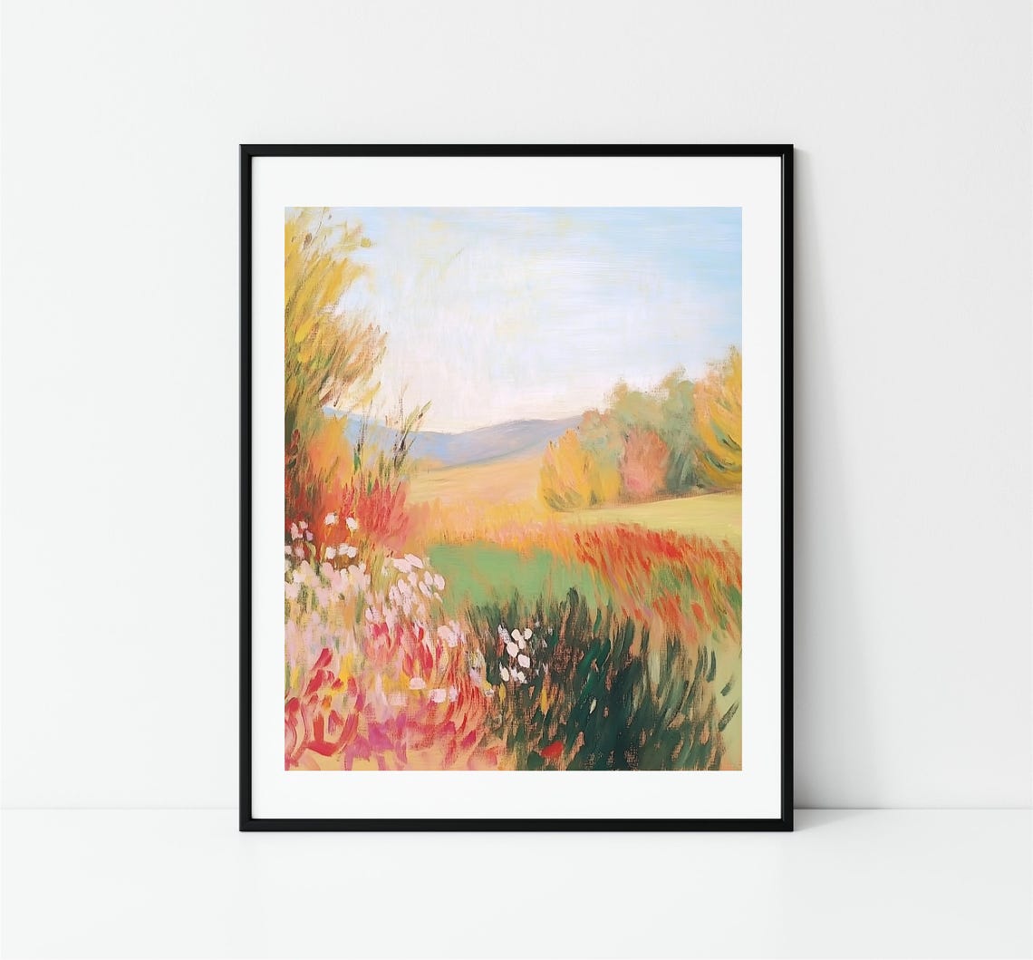 Golden Autumn Wildflower Meadow Impressionist Fall Field Print - Image 3