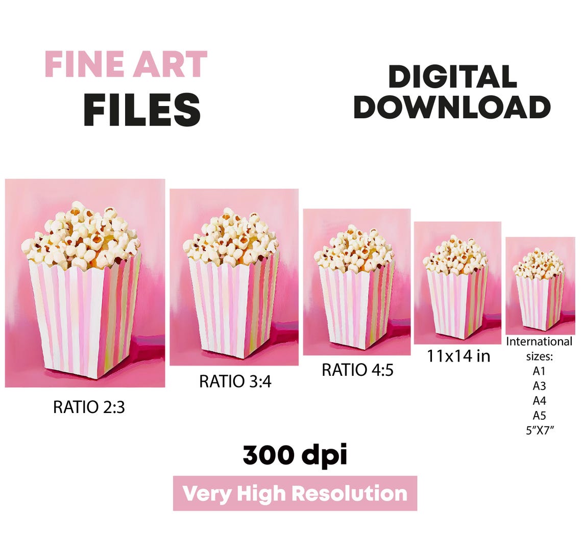 Vintage Style Popcorn Box Illustration Food Art Kitchen Decoration Retro Design - Image 5