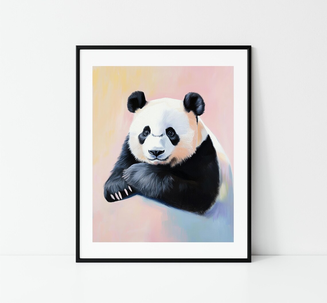 Cute Panda Bear Resting Paws Pastel Background Wildlife Poster - Image 3