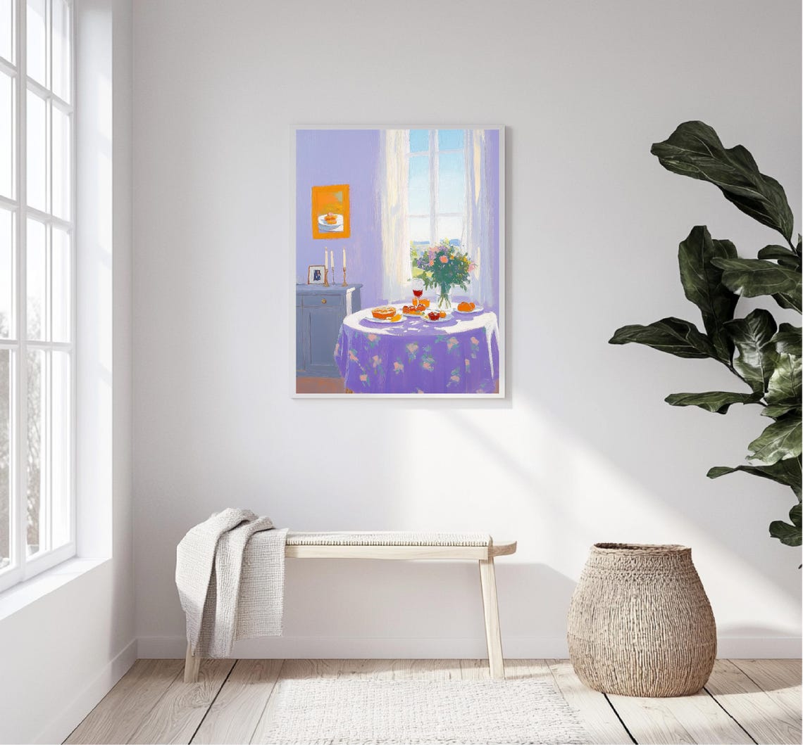 Lavender Dining Room Breakfast Window Sunlit Interior Painting Poster - Image 5