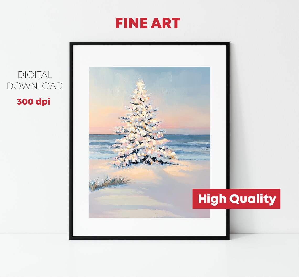 Christmas Tree Painting, Christmas Home Decor Art Print - Image 3