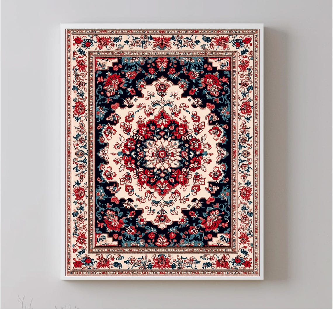 Vintage Textile Wall Art Antique Tapestry Print Modern Farmhouse Eclectic Art Print Wall Decor - Image 4