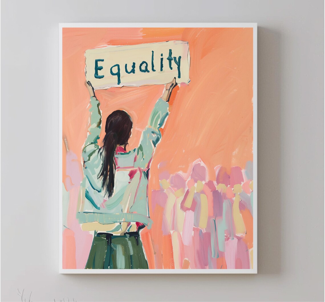 Woman Equality Sign Protest March Feminist Pink Activist Art Poster - Image 5