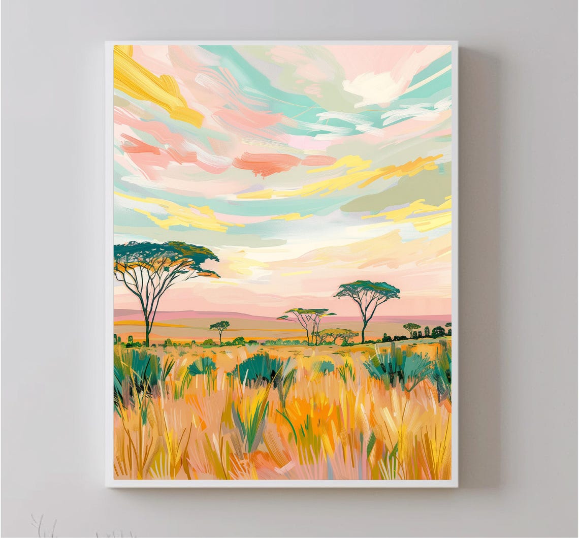 Painting Tropical Rainforest Pastel Colors Wall Art For Printing Home Decor Tropical Landscape