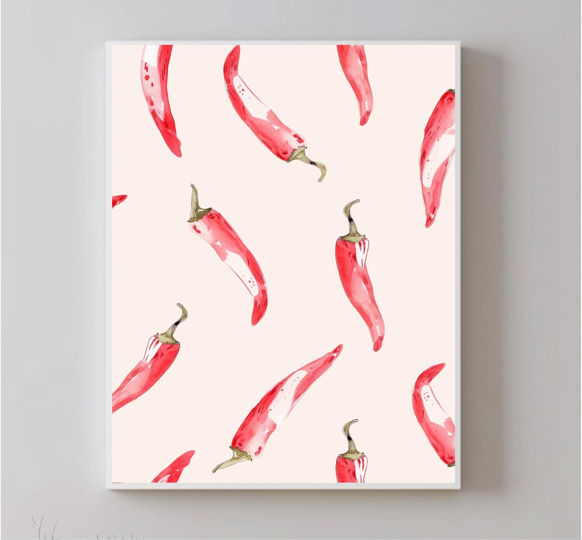 Hot Pepper Art Vegetable Wall Print Vegetable Poster Cozy Art For The Kitchen Home Decorating Gift