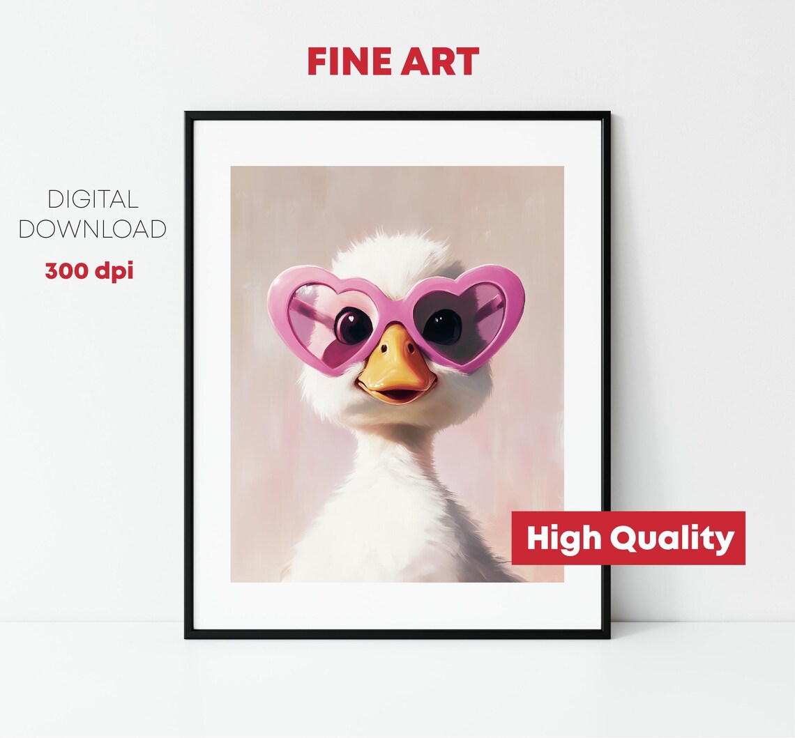 Pastel Duck Painting Animal Art Print, Kids Room Decor - Image 2