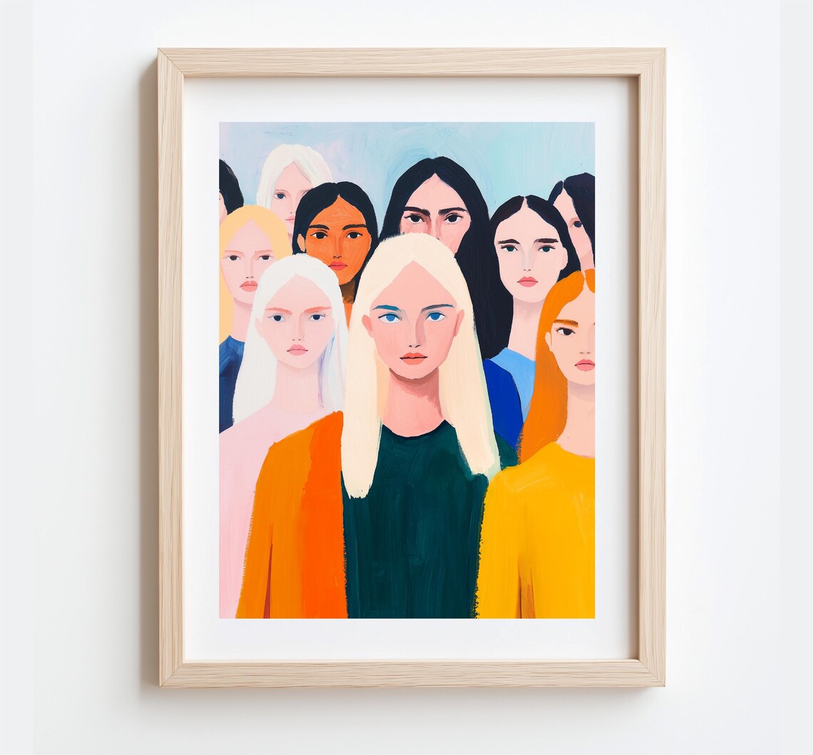 Diverse Women Crowd Portraits Colorful Modern Empowerment Art Poster - Image 3