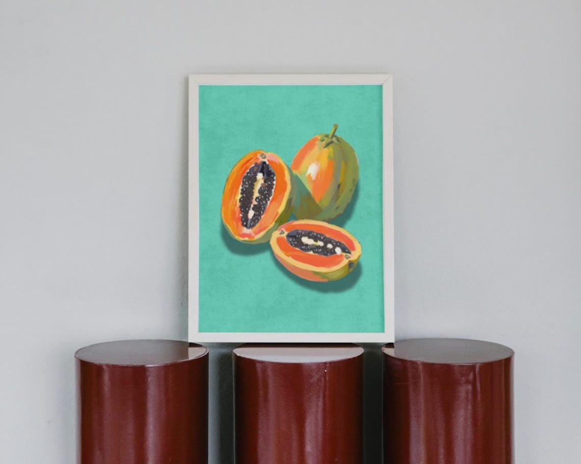 Papaya Watercolour Art Print, Kitchen Decor - Image 4