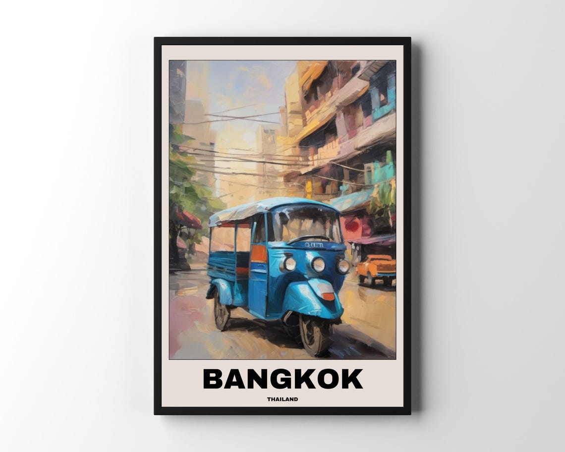 Thailand Travel Poster, Bangkok City Painting
