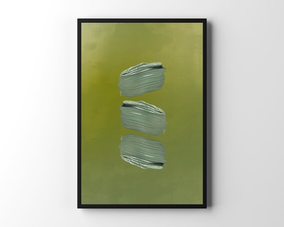 Rustic Green Brushstroke Abstract Art Print