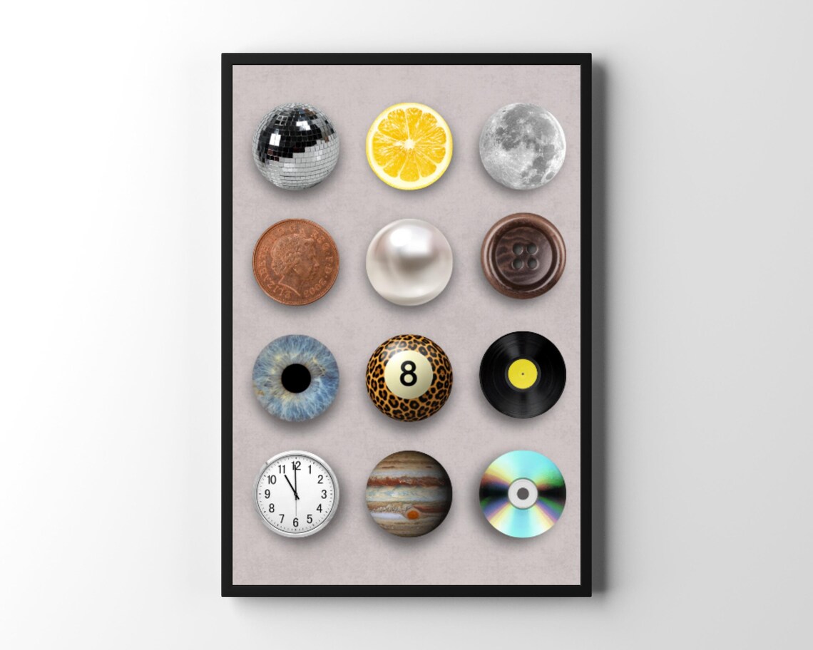 Vintage Circle Art, Round Objects Modern Decor