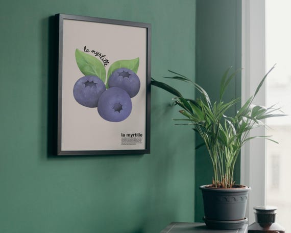 Blueberry Watercolour Art Print, Kitchen Decor