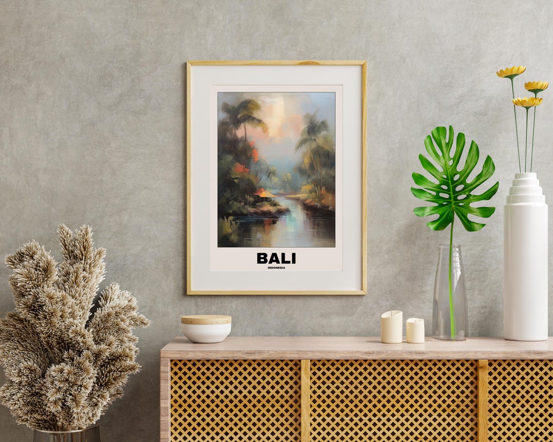 Bali Scenic Travel Poster, Balinese City Painting - Image 2