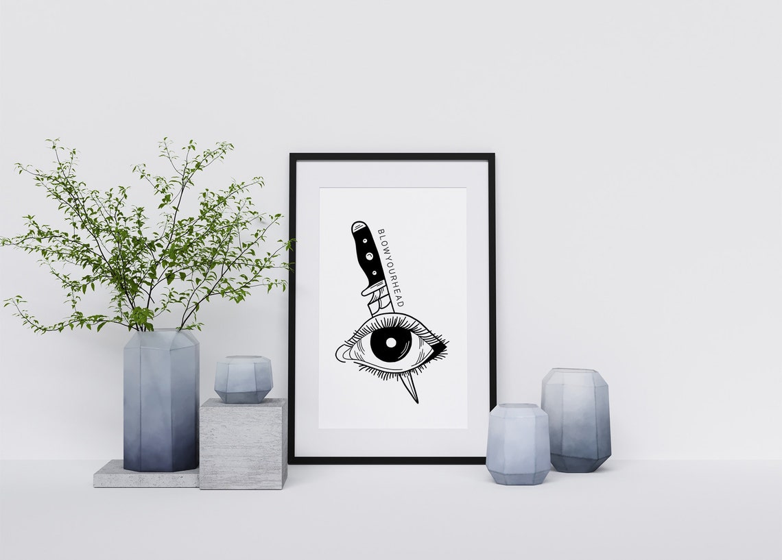 Killed Eye Knife Stabbed Dark Surreal Tattoo Style Art Poster - Image 2