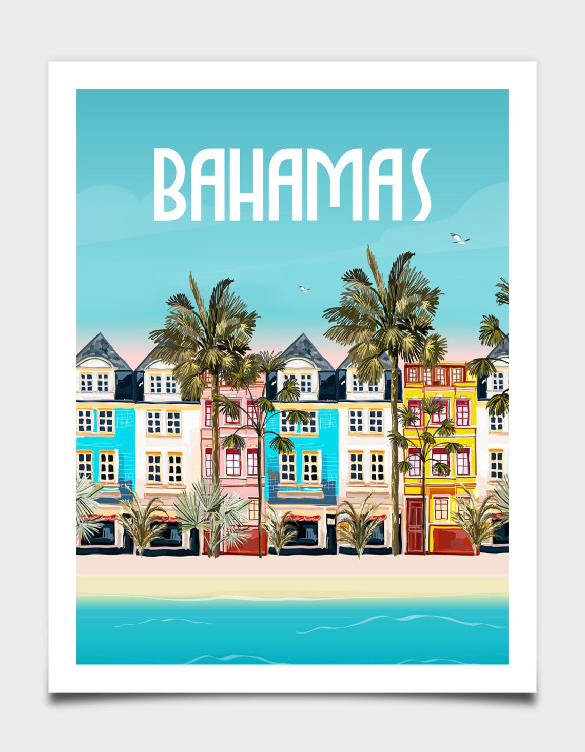 Bahamas Retro Travel Poster, Coastal Wall Art - Image 4
