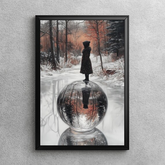 Reflections Of Winter Owl, Vintage Forest Art Print