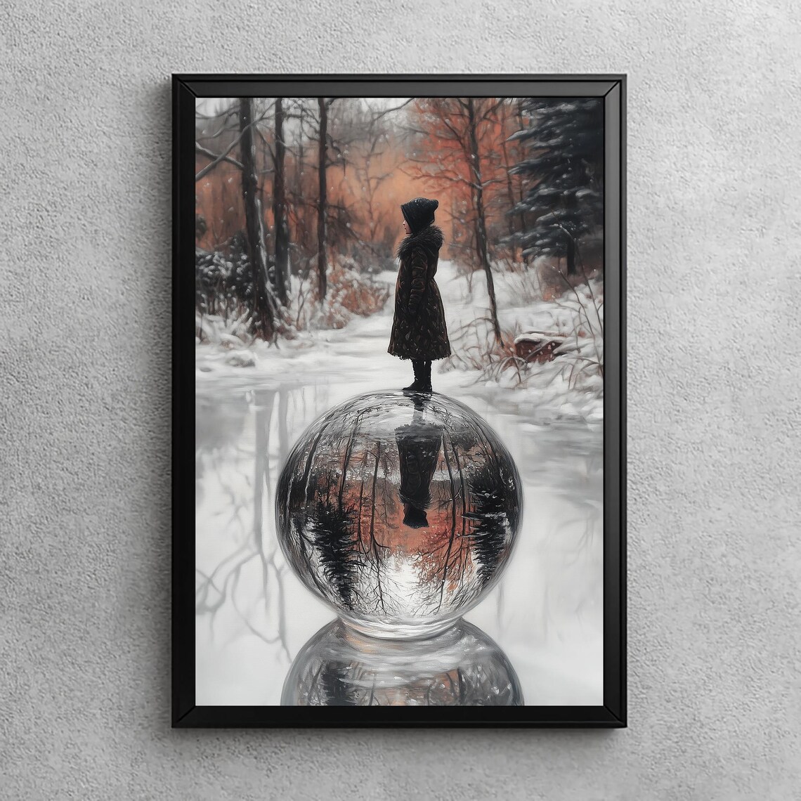 Reflections Of Winter Owl, Vintage Forest Art Print