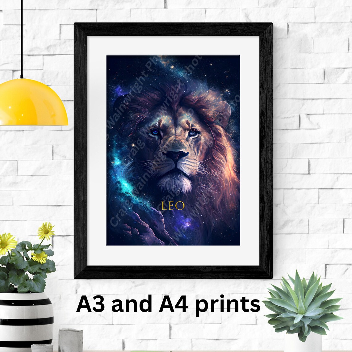 Leo Zodiac Cosmic Lion Starry Galaxy Night Sky Space Art Poster